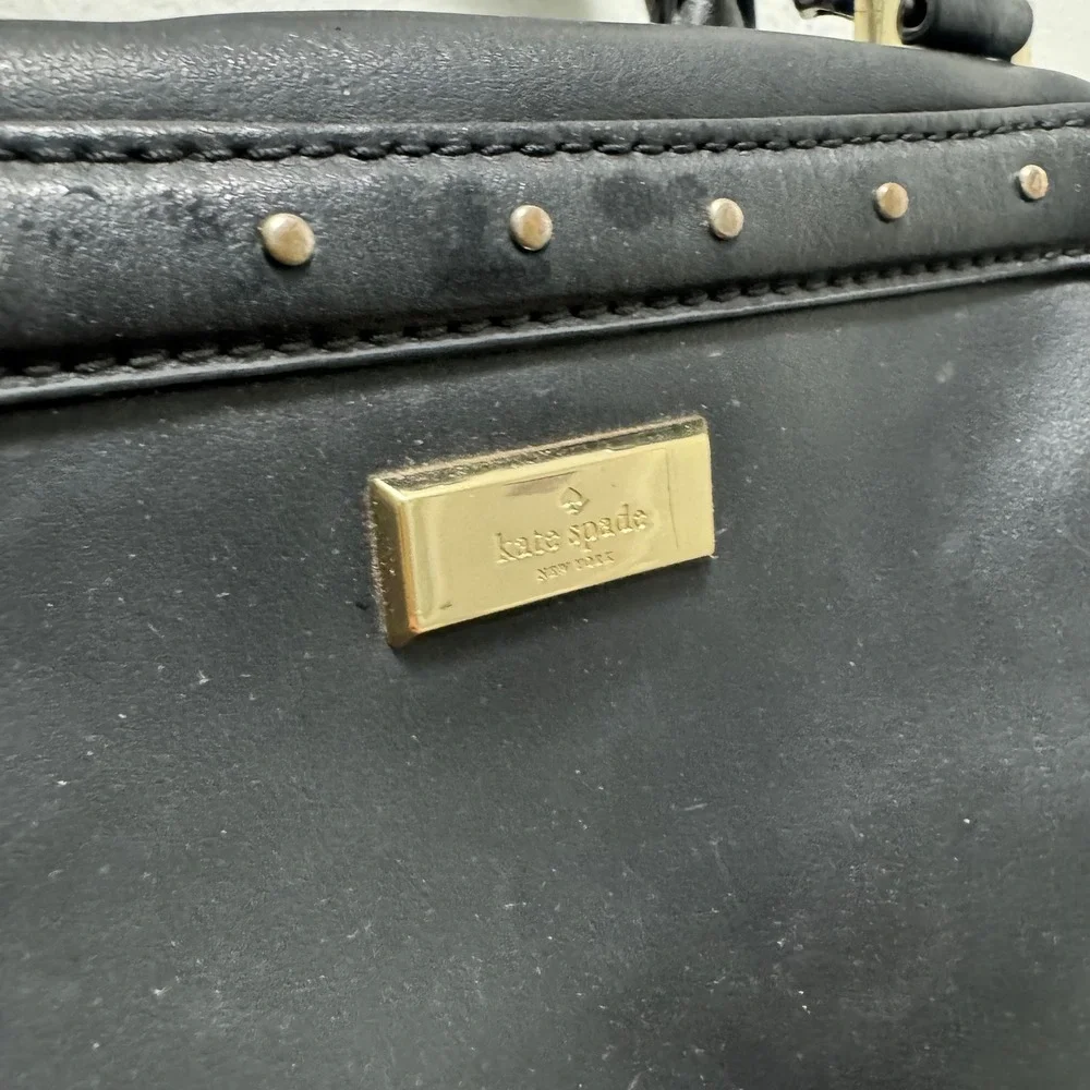 Kate Spade Helena Street Rocki Satchel Black Leather Studded Handbag WKR-U3559